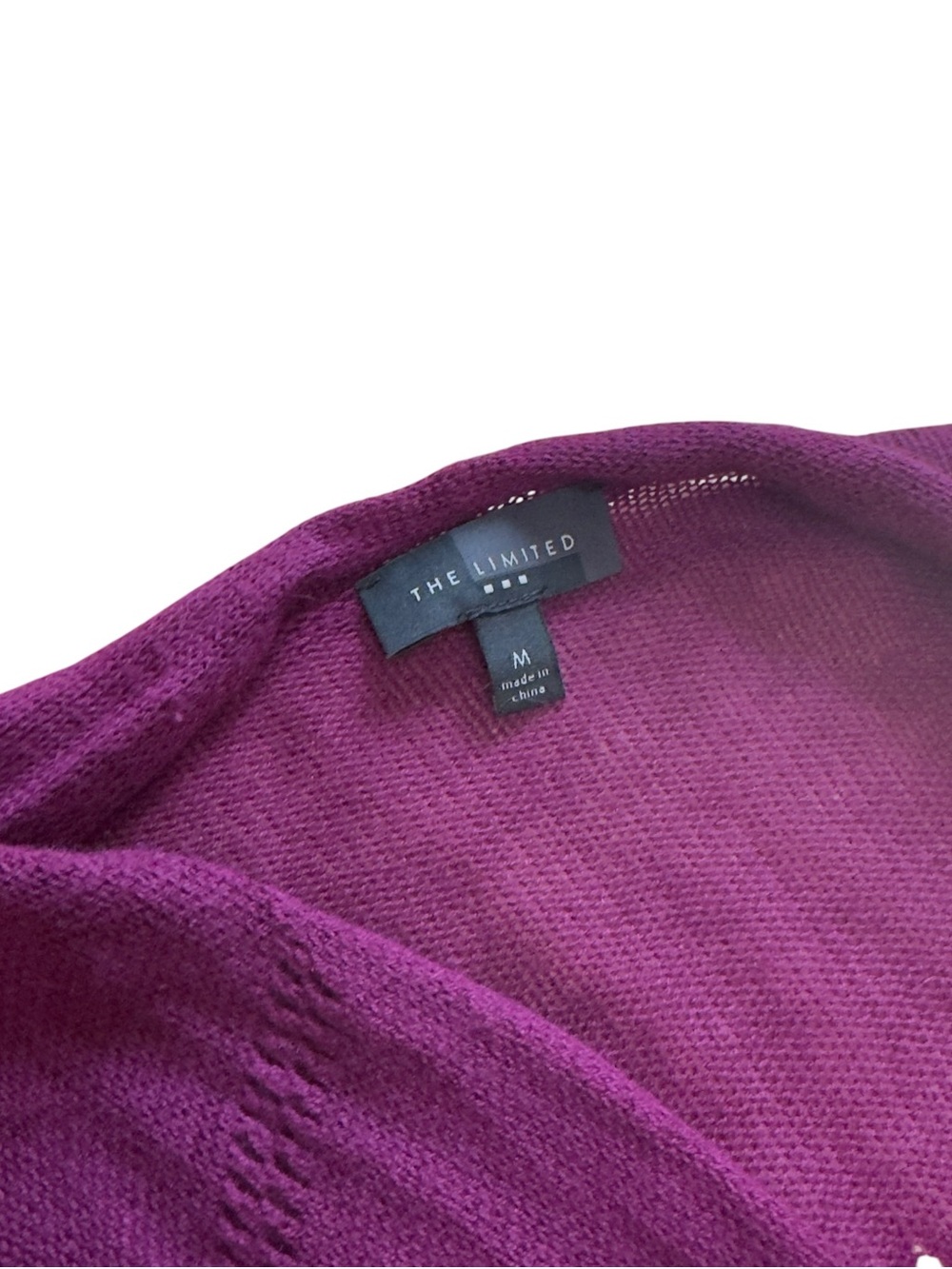 The Limited Purple Wool Blend Waterfall Open Front Cardigan Sweater Medium EUC - Picture 6 of 9